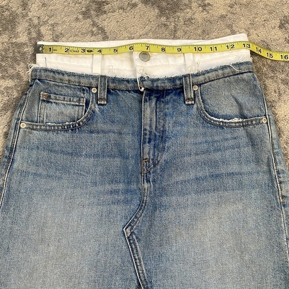 Hudson Jeans Lulu Skirt Denim Jean Mini 2 Tone Summer Beach Blue White Sz 24 - Picture 9 of 13